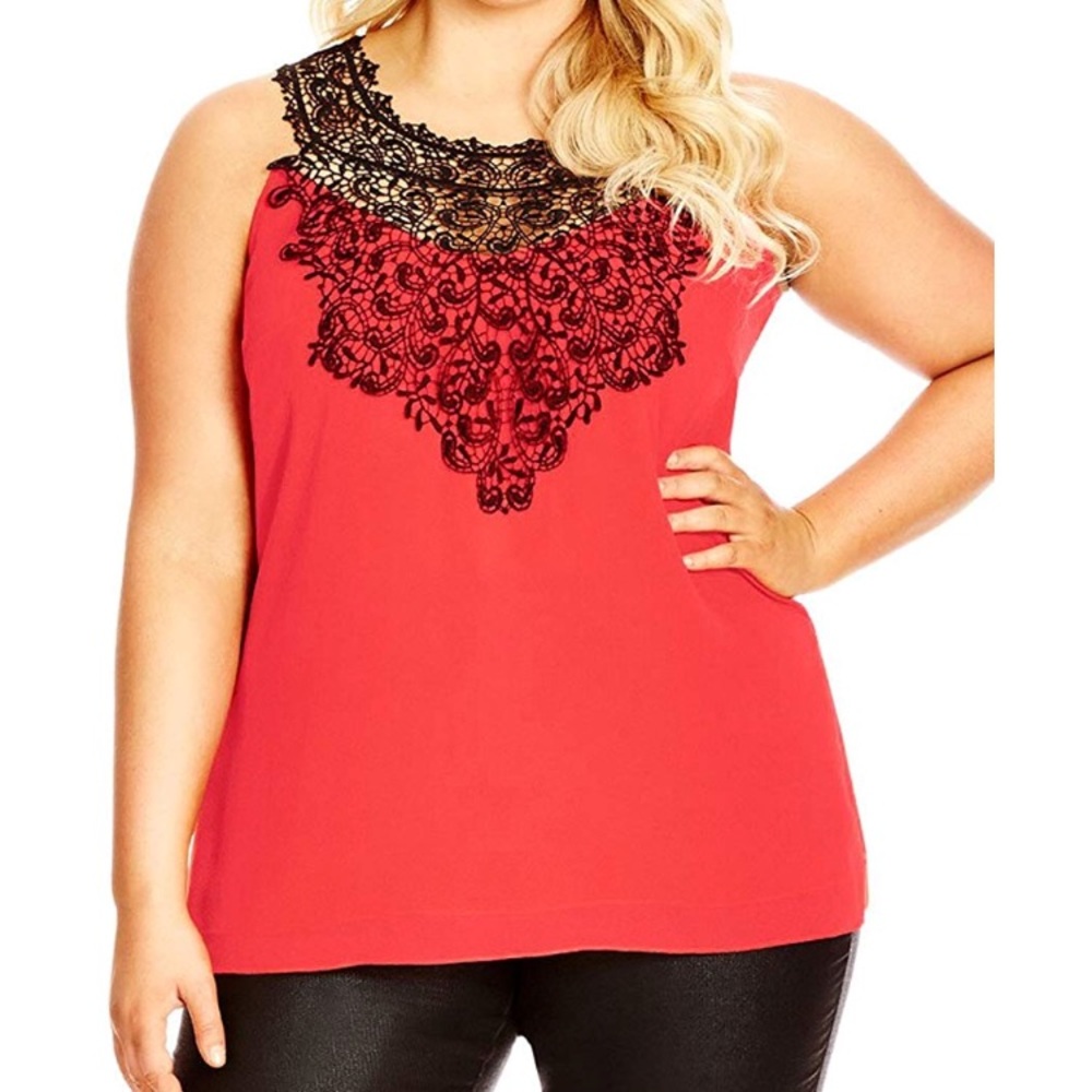 👚2 for $12👕 City Chic Lace Layered Tank Size 24W